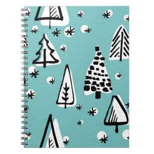 Scandinavische kerstbomen: graphics. notitieboek