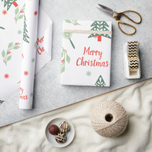 Scandinavische Kerstboom Bos Sneeuwvlok Cadeaupapier