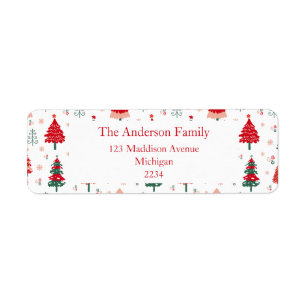 Scandinavische Kerstboom Patroon Feestelijke Kerst Etiket