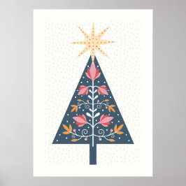 Scandinavische kerstboom poster