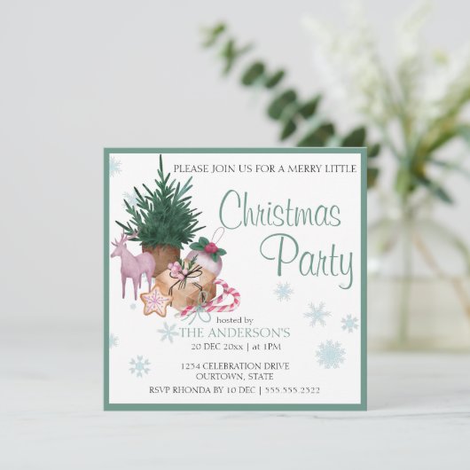 Scandinavische kerstdenversiering merry littl kaart (Staand voorkant)