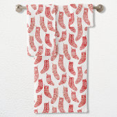 Scandinavische kerstgerechten Rood en Wit Patroon Bad Handdoek