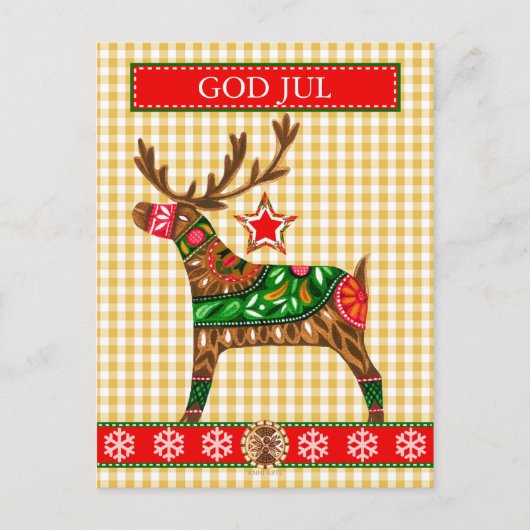 Scandinavische kerstgroet met aangepaste tekst feestdagenkaart (Voorkant)