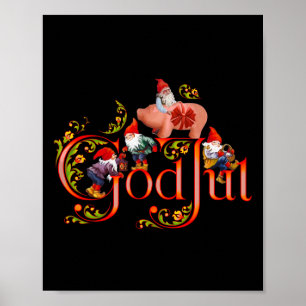 Scandinavische Kerstman Jul Marsepeinen Varken Poster