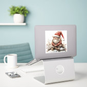 Scandinavische Kerstman Waterverf Sticker (Laptop op bureau)