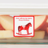 Scandinavische Kerstmis Schommelpaard Op Maat Labels (Aangebracht)