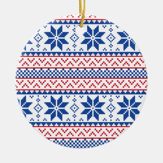 Scandinavische kerstpatronen keramisch ornament (Voorkant)