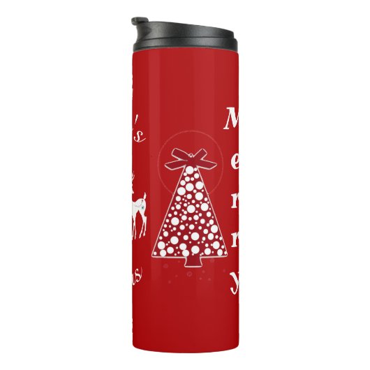 Scandinavische kerstrenners White Santa Helpers Re Thermosbeker (Geroteerd rechts)