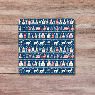 Scandinavische Marine Blauwe Kerst Rendier Nordic Tegeltje