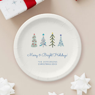 Scandinavische minimalistische kerstbomen papieren bordje