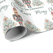 Scandinavische Notenkraker Aangepaste Naam Kerstmi Cadeaupapier (Rol Hoek)