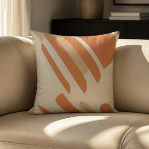 Scandinavische oranje en crèmekleurige geometrisch kussen
