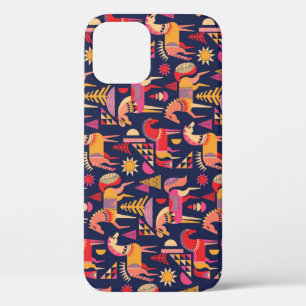 Scandinavische paarden: decoratief naadloos ontwer iPhone 12 hoesje