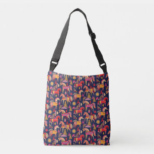 Scandinavische paarden: decoratief naadloos ontwer crossbody tas