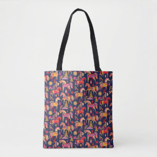 Scandinavische paarden: decoratief naadloos ontwer draagtas