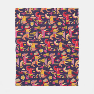 Scandinavische paarden: decoratief naadloos ontwer fleece deken