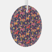 Scandinavische paarden: decoratief naadloos ontwer glas ornament (Voorkant Rechts)