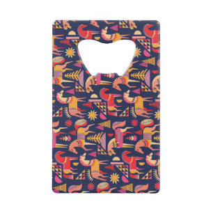 Scandinavische paarden: decoratief naadloos ontwer kredietkaart flessenopener