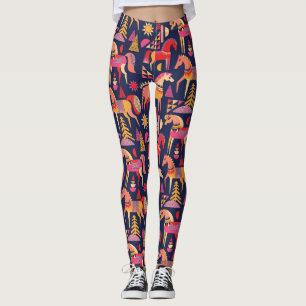 Scandinavische paarden: decoratief naadloos ontwer leggings