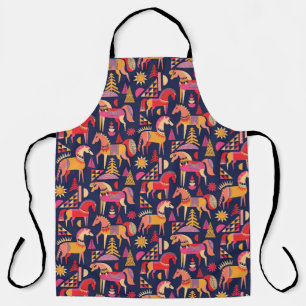 Scandinavische paarden: decoratief naadloos ontwer schort
