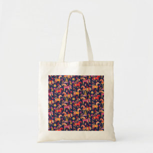 Scandinavische paarden: decoratief naadloos ontwer tote bag