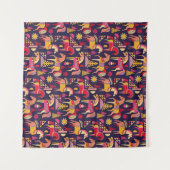 Scandinavische paarden: decoratief naadloos ontwer wandkleed (Voorkant (horizontaal))