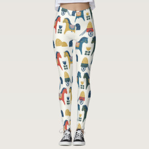 Scandinavische paarden: kleurrijke volkskunst leggings