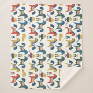 Scandinavische paarden: kleurrijke volkskunst sherpa deken