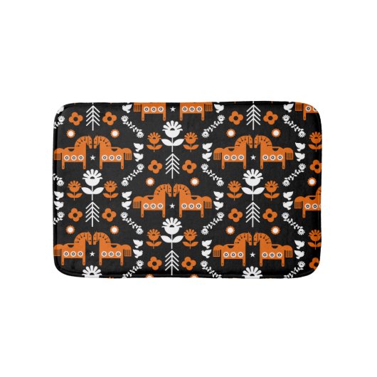 Scandinavische Paardenvolkskunst Badmat (Voorkant)