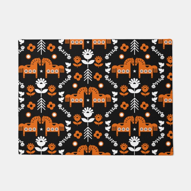 Scandinavische Paardenvolkskunst Deurmat (Voorkant)