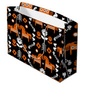 Scandinavische Paardenvolkskunst Groot Cadeauzakje (Achterkant Gekanteld)