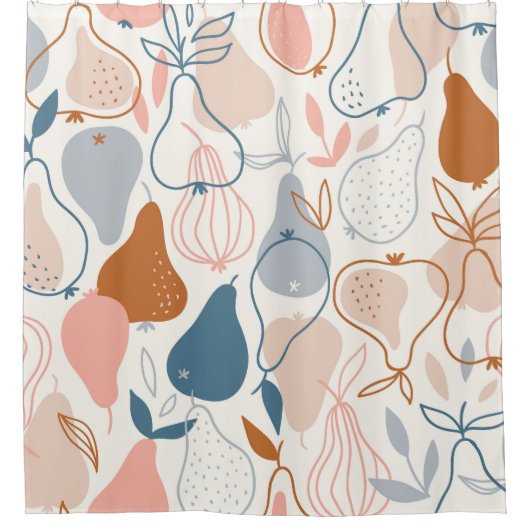 Scandinavische perenprint:  fruitpatroon douchegordijn (Voorkant)