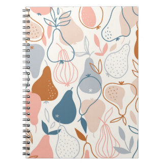 Scandinavische perenprint:  fruitpatroon notitieboek