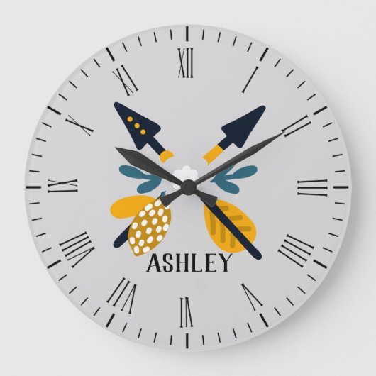 Scandinavische pijlen gepersonaliseerd grote klok (Voorkant)
