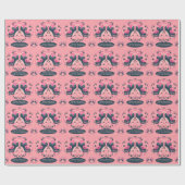 Scandinavische PINK Blauwe Vogels Volks Kunst Naam Cadeaupapier (Vlak)