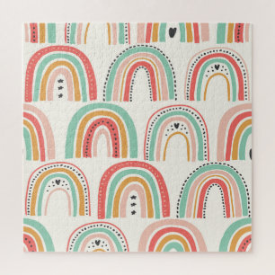 Scandinavische regenbogen: naïef kunstpatroon. legpuzzel