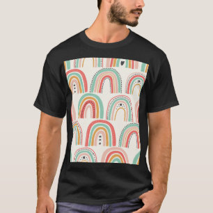 Scandinavische regenbogen: naïef kunstpatroon. t-shirt