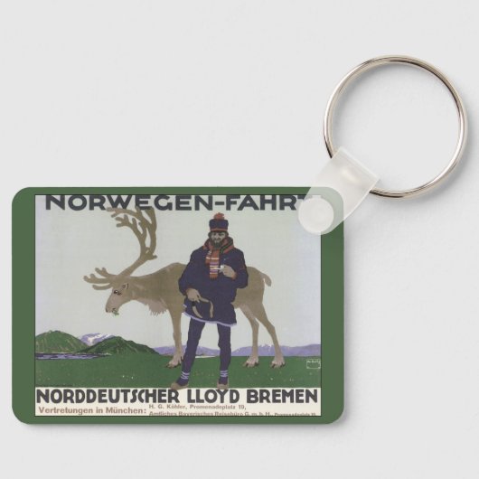 Scandinavische reis naar het Noorse Man rendier Sleutelhanger (Voorkant)