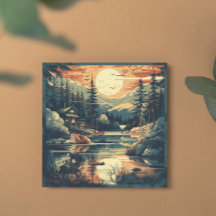 Scandinavische Retro Art berg huis