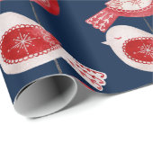 Scandinavische rode vogel cadeaupapier (Rol Hoek)