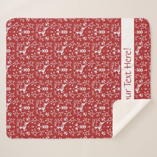 Scandinavische rode, witte rendierbeker met kerstm sherpa deken (Voorkant (horizontaal))
