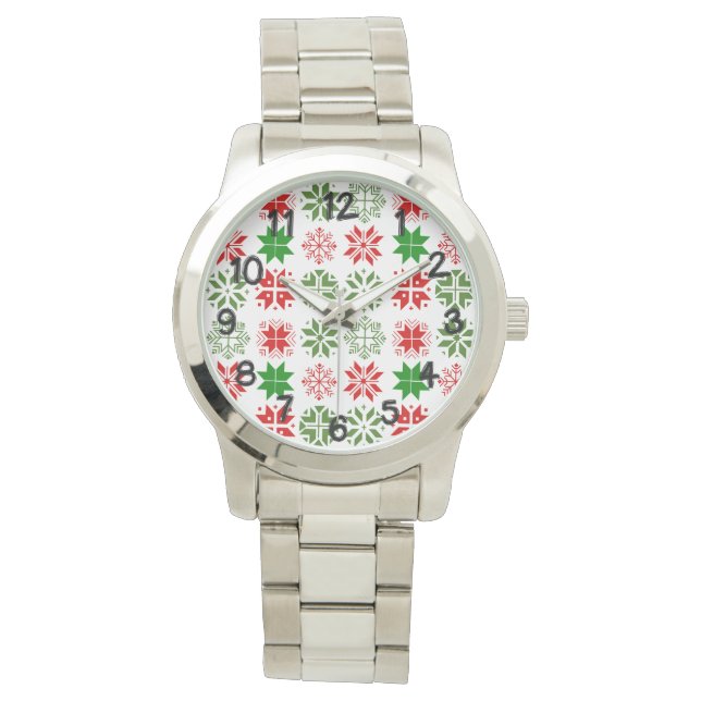 Scandinavische Snowflakes Horloge (Voorkant)