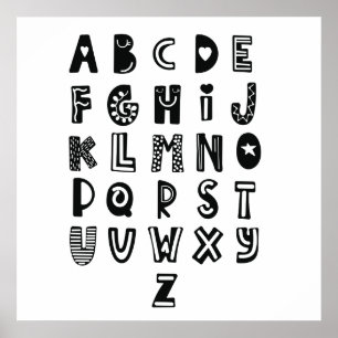 Scandinavische stijl, Alphabet. Poster