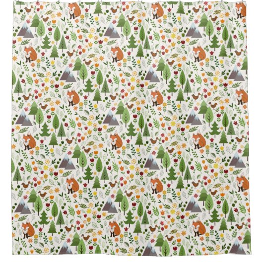 Scandinavische stijl illustraties + CRM SML Patroo Douchegordijn (Voorkant)