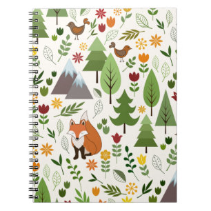Scandinavische stijl illustraties op creme patroon notitieboek
