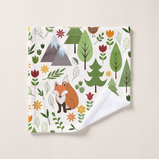 Scandinavische stijl illustraties op crème washandje (Wasdoekje)
