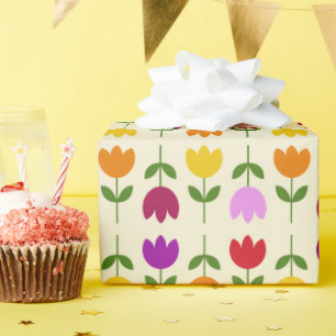 Scandinavische stijl Kleurrijk op CRM Bloempatroon Cadeaupapier