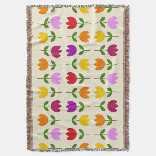Scandinavische stijl Kleurrijk op CRM Bloempatroon Deken (Voorkant Verticaal)