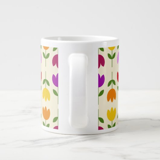 Scandinavische stijl Kleurrijk op CRM Bloempatroon Extra Grote Beker (Achterkant)