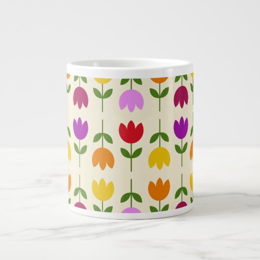 Scandinavische stijl Kleurrijk op CRM Bloempatroon Extra Grote Beker (Voorkant)